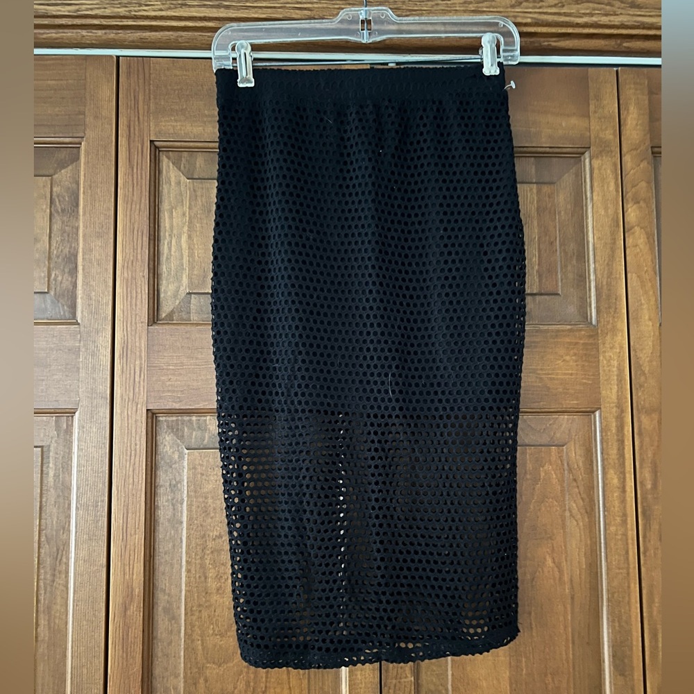Abound Black Crochet Pencil Skirt